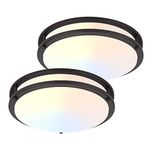 DAKASON 2Pack LED Flush Mount Ceiling Light Fixture 13” 20W, On/Off Switch to Select 3000K/4000K/5000K, Dimmable Ceiling Lamp for Kitchen, Living Room, Hallway, Oil Rubbed Bronze