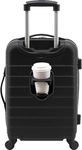 Wrangler Smart Luggage Set with Cup Holder and USB Port, Black, 20-Inch Carry-On