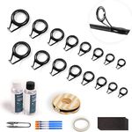 OJY&DOIIIY Fishing Rod Eyelets Repair Kit,Complete Supplies for Rod Building and Eyelet Replacement with Fishing Pole Guides,Epoxy Glue,Wrapping Thread and Tape