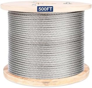 Hannger 3/16" Stainless Steel Cable, 500FT Wire Rope, 7x19 Strand Aircraft Cable, 3700lbs Breaking Strength for Zipline, Deck Railing, Boat Lifts, Shade Sails