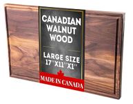 Wood Cutting Board, Chopping Board for Kitchen, Vegetables, Meat, Butcher Block, Pre Seasoned with Oil, Ready to Use - Large Size - 17''x11''x1'' - Walnut Wood - Made in Canada (Walnut Wood)