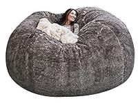 FEYOTH (it was only a Cover, not a Full Bean Bag Giant Fur Bean Bag Chair for Adult Living Room Furniture Big Round Soft Fluffy Faux Fur BeanBag Lazy Sofa Bed CoverFaux Fur BeanBag Lazy Sofa Bed Cove