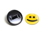 GoBadges BKC011 Type Face Smile - Magnetic Black Grill Badge Holder Combo/Universal Fit/No Tools Required/Weather-Proof And Car-Wash Safe