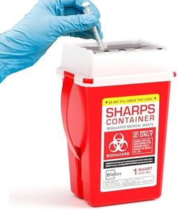 Sharps Container Small - Sharps Containers for Home Use and Labs - Portable Needle Disposal and Travel Size Biohazard Bin - 1 Quart (Pack of 1)