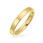 Plain Simple Thin Cigar Flat Couples Titanium Wedding Band Rings for Men for Women Polished Gold-Tone Comfort Fit 3MM