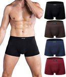 wirarpa Men's Breathable Micro Modal Trunk Underwear Covered Waistband Microfiber Underpants Short Leg Solid Color, Medium