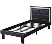 Poundex F9376T Bobkona Heartland PU Upholstered Twin Size Bed, Espresso