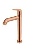 Aquieen Extended Body Tall Pillar Cock Cold Basin Tap 12" (Pillar Cock Ava - Rose Gold)