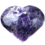 MOGEMT 80-90mm Dream Amethyst Heart Crystal Large Palm Worry Stone Natural Reiki Healing Crystal Gemstone Gift 1 Pc