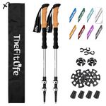 TheFitLife Trekking Poles for Hiking and Walking - Lightweight 7075 Aluminum with Metal Flip Lock and Natural Cork Grip, Walking Sticks for Men, Women, Collapsible, Telescopic, Camping Gear