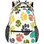 Animal Paw Print Backpack School Bookbag for Kids Boys Girl, Dog Cat Footprint Backpacks Book Bag Travel Hiking Camping Daypack