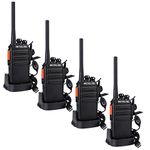 Retevis RT24 Walkie Talkies for Adults, Rechargeable 2 Way Radio Long Range PMR446 License Free 16 Channels CTCSS/DCS, Two Way Radio with Earpiece and USB Charging Base(Black, 2 Pair)