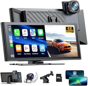 LAMTTO Wireless Carplay &Android Auto with 4K Dash cam,9.26 Inch Protable Carplay Screen for Car,1080P Backup Camera, Digital Media Receivers with Voice Control/Bluetooth/G-Sensor/GPS/Mirror Link