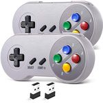 2 Pack 2.4 GHz Wireless USB Controller Compatible with Super NES Games, iNNEXT SNES Retro USB PC Super Classic Controller for Windows PC MAC Linux Genesis Raspberry Pi Retropie (Multicolored Keys)