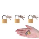 Pack of 3 20mm Solid Brass Padlocks with 9 Keys - Small Locker Padlocks, Solid Brass Body, Mini Luggage, Tool Box, Jewellery Box and Cupboard Padlocks