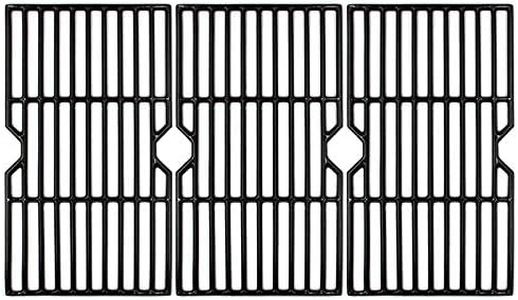 Hongso PCH763 Cast Iron Cooking Grid Replacement for Select Gas Grill Models by Charbroil, Kenmore and Others, Set of 3