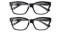 Dash International Reading Glasses, Black Value 2 Pack Designer Style Mens Womens Reading Glasses (Black, 2, x)