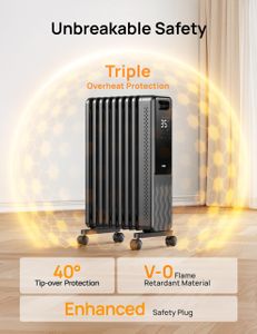 Dreo 9-Fin Oil Radiator Heater – Portable Electric Room Heater