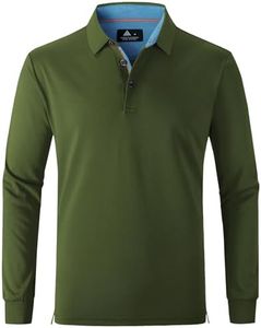 SWISSWELL Men's Golf Polo Shirts Long Sleeve Performance Outdoor Fall Clothes Tactical Shirts Sports Army Green S