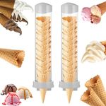 16'' Resturant Ice Cream Cone Dispenser (Commercial), Fit for Most Cone & Waffle Cone on Market, Self Adhesive Wall Mount Cone Holder for Coffee Dounut Store Ice Cream Machine, Easy to Clean (2PCS)