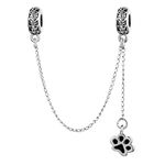 SBI Jewelry Paw Print Spacer Safety Chain Charm Compatible with Pandora Charm Bracelet Women Friends Cubic Zirconia Lucky Charm Birthday Anniversary