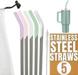 purifyou Set Of 4 – 14.5 Inches Metal Straws Reusable, Multi-Color Metal Straws with Silicone Tip, Portable Case & Cleaning Brush– Compatible with 20oz, 30oz, and 40oz Stanley Tumbler