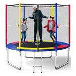 Shopster Fitness Bouncy GS 8 Feet Jumping Trampoline with Safety Enclosure Net (Supports Upto 150 kg), Poles, Safety Pad, Jumping Mat for Kids & Adults | Indoor & Outdoor | Heavy Duty (Dia - 8 ft) with Ladder, Rainbow