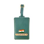 The Bling Stores Personalized Luggage Tag for Men and Women with Name and 1 Charms, Identification Tags for Bags/Backpacks and Suitcase, Best Travel Gifts - Green