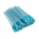 ATOMUS 100 Pack Mascara Wands Disposable Eyelash Mascara Eyebrow Brushes Applicator Multicolored Makeup Cosmetic Brush with Crystal Handle for Eyelash Extensions Mascara Use (100pcs Aquamarine)