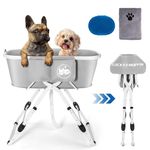 Lucky Muffin 3 in 1 Premium Elevated Dog Bathtub - Foldable & Portable Wash Station for Indoor & Outdoor Bathing & Grooming. Support Cats, Dogs up to 140 lbs. 5 Adjustable Heights - No More Back Pain!