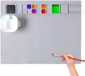 AWOKE Silicone Painting Mat - 20"X16" Silicone Art Mat with 1 Water Cup for Kids - Silcone Craft Mat has12 Color Dividers - 2 Paint Dividers (Grey)