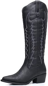 GLOBALWIN Women's Lass Knee High Boots The Western Lasso Cowgirl Boots, 23yy03 Black, 10