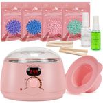 Waxing Kit -Digital Wax Warmer Machine for Hair Removal with 4 Packs of Hard Wax Beads & Silicone Wax Pot for Full Body, Legs, Face, Eyebrows, Bikini, Brazilian at Home Waxing Kit for Women Men