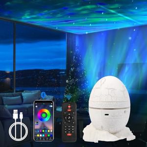 Gaoxun Galaxy Projector, Dinosaur Egg Star Projector Galaxy Light with Remote Control, Night Light with Music Bluetooth Player, Timer, Mood Lights for Kids Bedroom Party Home Decor (White)