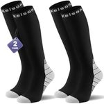 Calves Kelson 2 Pairs Compression Socks for Women and Men, 20-30 mmHg Flight Socks, Knee High Travel Socks for Nurses, Travel, Pregnancy and Everyday Support