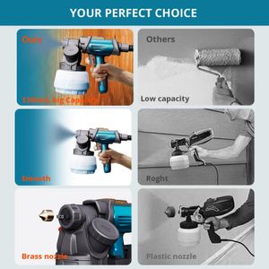 Tilswall 800W Electric Paint Sprayer – 1300ml HVLP Gun, 4 Nozzles, 3 Modes