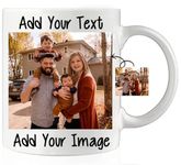 Custom Mug with Picture, Personalized Add Your Custom Text and Photo Coffee Mug White Ceramic 11 Oz, Customizable Birthday Christmas Gift for Him, Her, Husband, Wife, Men, Women