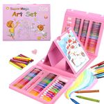 WISHKEY 208 Pieces Art Set for Kids with Storage Case, All in One Art and Craft Supplies Kit for Drawing and Painting with Marker, Watercolor, Pens, Crayons, Color Pencils (Pack of 1, Pink)