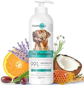 PARVALI Natural Dead Sea Classic Dog Shampoo (250 ml, 8.45 fl oz). Unique Odor-Neutralizing Blend, Minerals Rich, Anti-Oxidative, Antiseptic, and Calming Formula for Gentle and Easy Application.