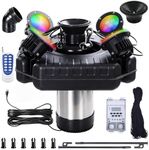 Pond Fountain Aerator with Lights,with 4 RGB Lights,1HP 750W 110V,Stainless Steel Floating Pond Fountain with 100FT Power Cord,Timer,Fixed Nails and Ropes,Pond Fountains for Small Large Ponds,Lakes
