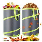 Altdorff Collapsible Trash Can Camping, Yard Waste Bags 2 Pack, Leaf Bag Resuable Pop Up, 120L Large Collapsible Garden Bag with Drain Holes and Drawstrings for Windy Days