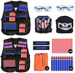 EXTSUD Kids Tactical Vest, 2 Sets Tactical Vest for Nerf Guns N-Strike Elite Series with 80Pcs Refill Darts, 2 Reload Clips, 2 Tactical Masks, 2 Wrist Bands and 2 Protective Glasses