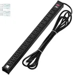 CRST 16-Outlet Heavy Duty Metal Power Strip, 15-Foot Power Cord / 15 Amps / 1875W for Office, School (UL Listed) Black