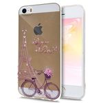 iPhone 5S Case,iPhone SE Case,iPhone 5 Case,ikasus Ultra Thin Soft TPU Colorful Art Painted Soft Silicone Rubber Bumper Case,Crystal Clear Soft Silicone Case for iPhone 5S 5 SE,Eiffel Tower Bike