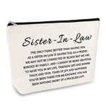 Bonus Sister in Law Gift Makeup Bag Cosmetic Bag Gift Bridal Party Birthday Christmas Wedding Thanksgiving Gift for Sister in Law Bonus Sister Stepsister Sister in Law Thank You Gift Travel Pouch