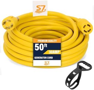 50ft Heavy Duty Generator Locking Power Cord NEMA L14-30P/L14-30R, 4 Jaw 10 Gauge SJTW Cable, 125/250V 30Amp 7500 Watt Yellow Generator Locking Extension Cord，ETL Listed