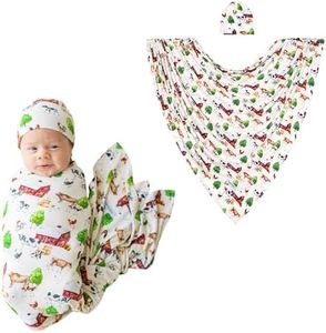 Posh Peanut Swaddle Blanket & Headband Set – Viscose from Bamboo Stretchy Baby Swaddle for Newborn Girls, Receiving Blanket or Nursing Cover