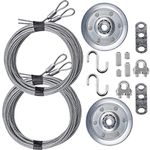 Garage Door Cable and Pulley Replacement Kit Including 2 Pairs of Galvanized Aircraft Cables - 3/32" and 1/8" Diameter, Two Heavy Duty 3" Sheaves, 10 Fasteners for Overhead Sectional Garage Doors