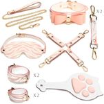 MASTER SERIES Pink Kitty Bondage Set for Women, Men & Couples. Charming and Sturdy Full Bondage Kit with Tiger Kitty Design for Kinky Play and Kawaii Aesthetics. 11 Piece Set, Pink