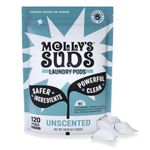 Molly's Suds Laundry Detergent Pods | Natural Detergent for Sensitive Skin | Ultra Concentrated and Stain Fighting (Unscented - 120 Count)